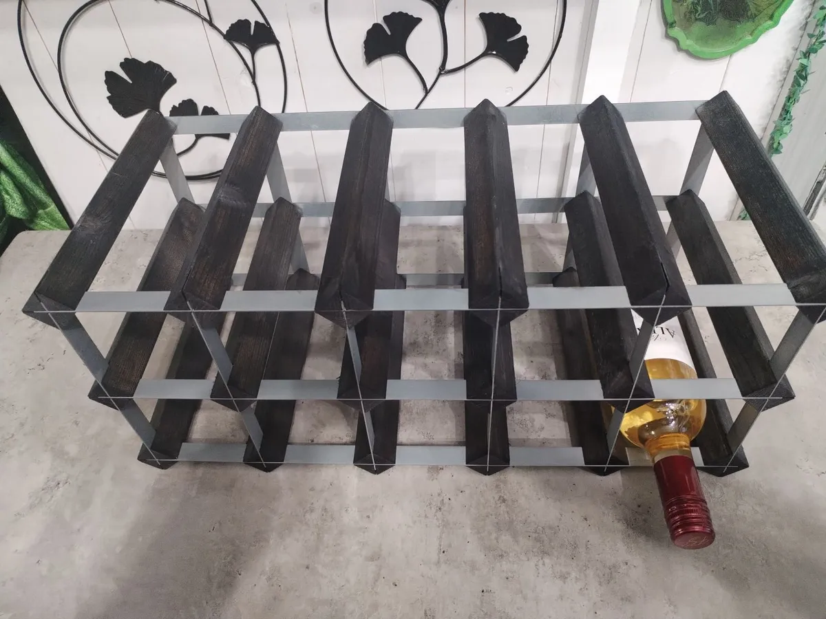12 Bottle Wine Rack. metal wood Industrial modern - Image 1