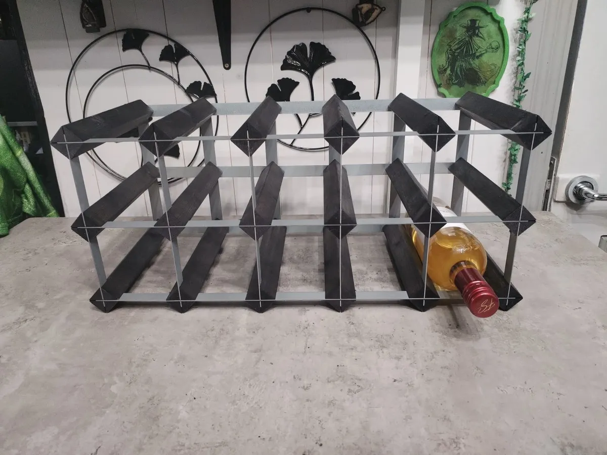 12 Bottle Wine Rack. metal wood Industrial modern - Image 2