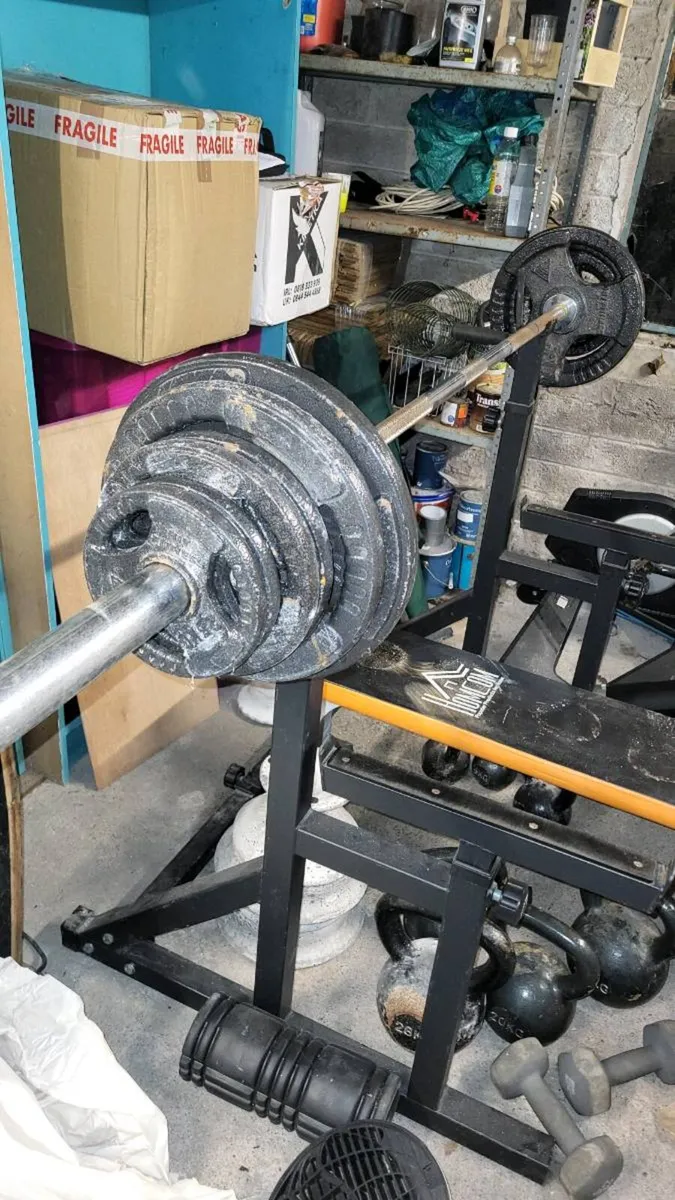 Olympic Barbell Set + 80kg Plates + Bench