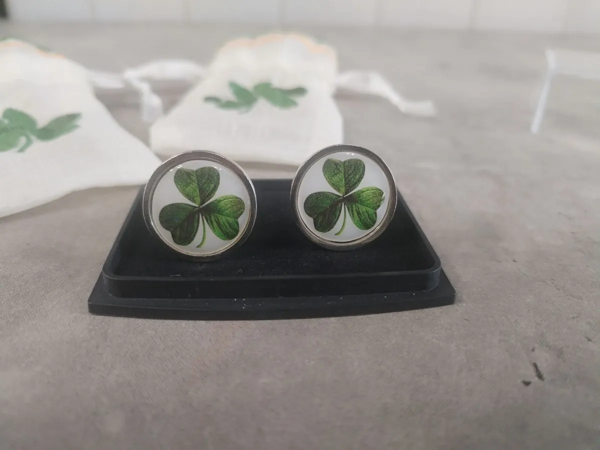 Shamrock Cufflinks St Patrick's Day Irish - Image 1