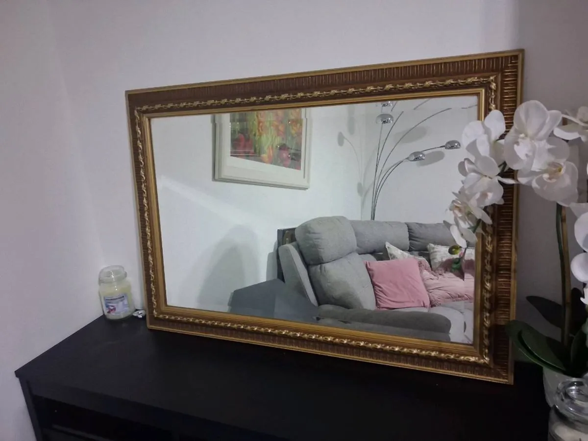 Vintage Ornate Gold & Wood Mirror - Image 1