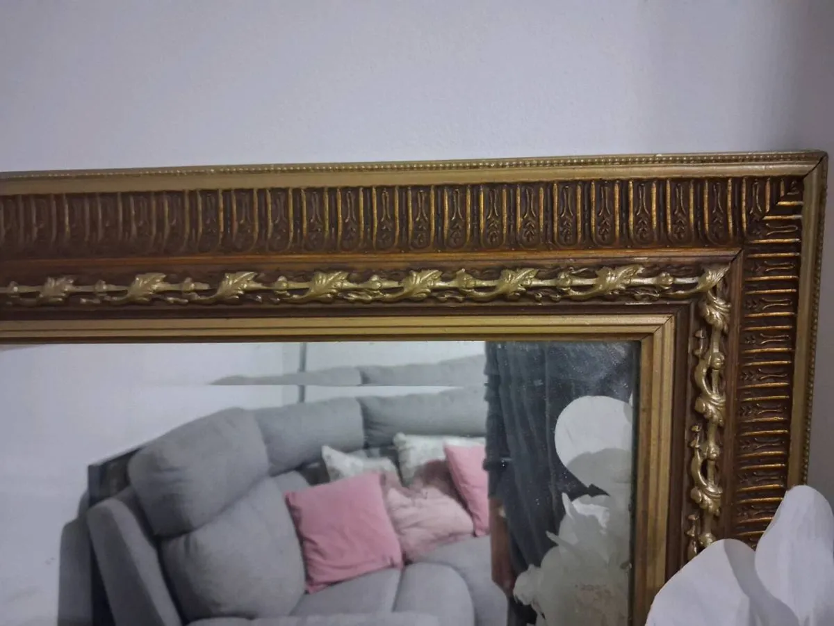 Vintage Ornate Gold & Wood Mirror - Image 2