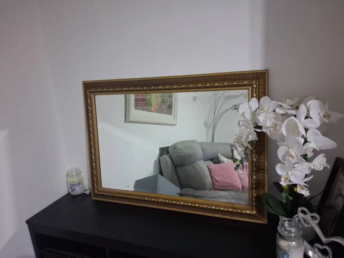 Vintage Ornate Gold & Wood Mirror - Image 3