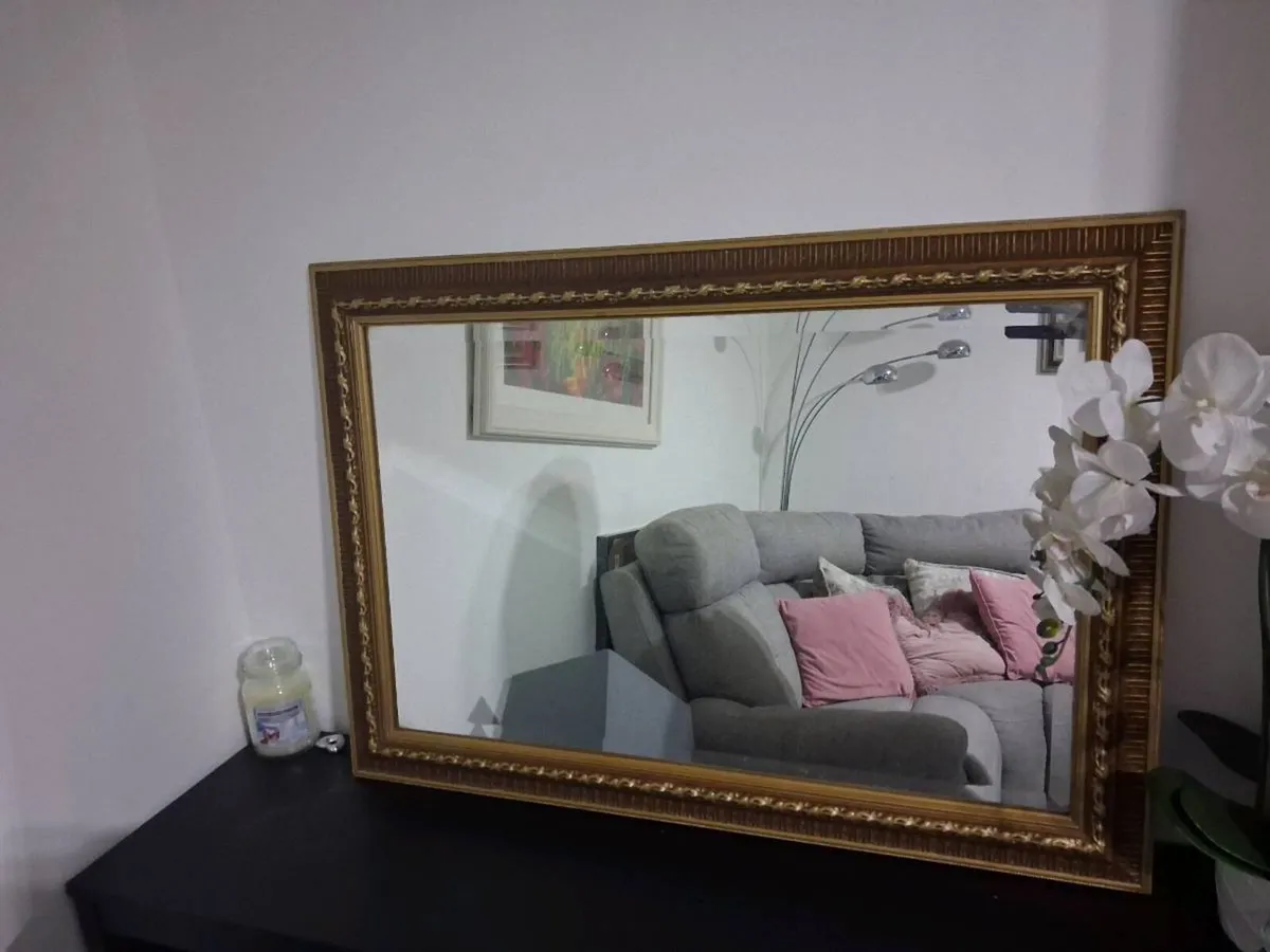 Vintage Ornate Gold & Wood Mirror - Image 4