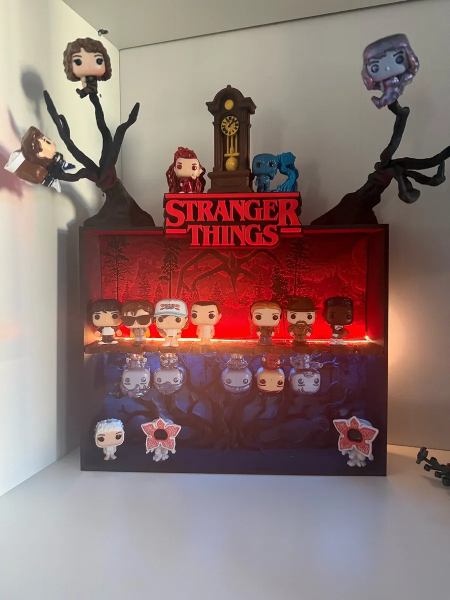 Stranger things stand with Funko Pops figures