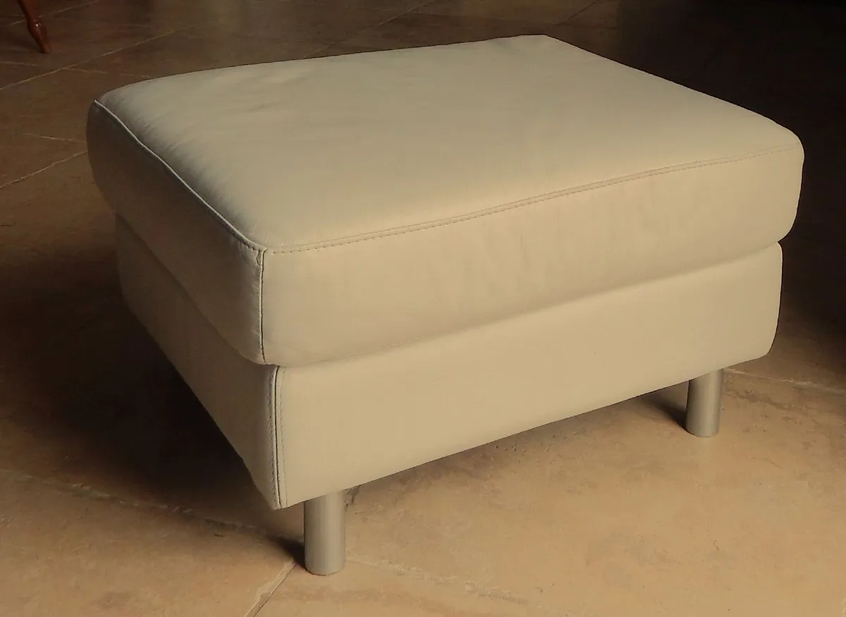 Large Leather Pouffe Stool - Image 1