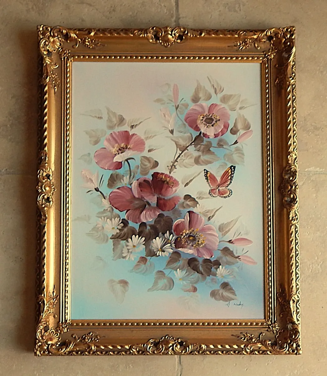 Large Signed Oil on Canvas in Ornate Wood Frame - Image 1