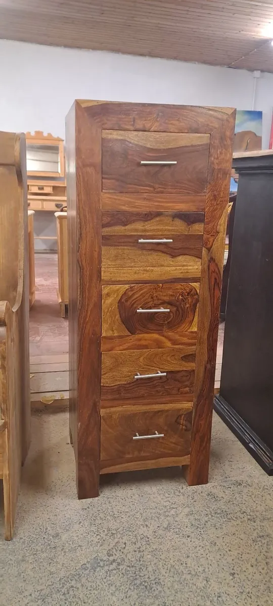 Indian rosewood tallboy chest of drawers - Image 2