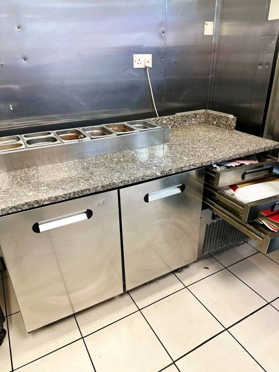 Commercial 2 Door Granite Top Prep Fridge / - Image 3