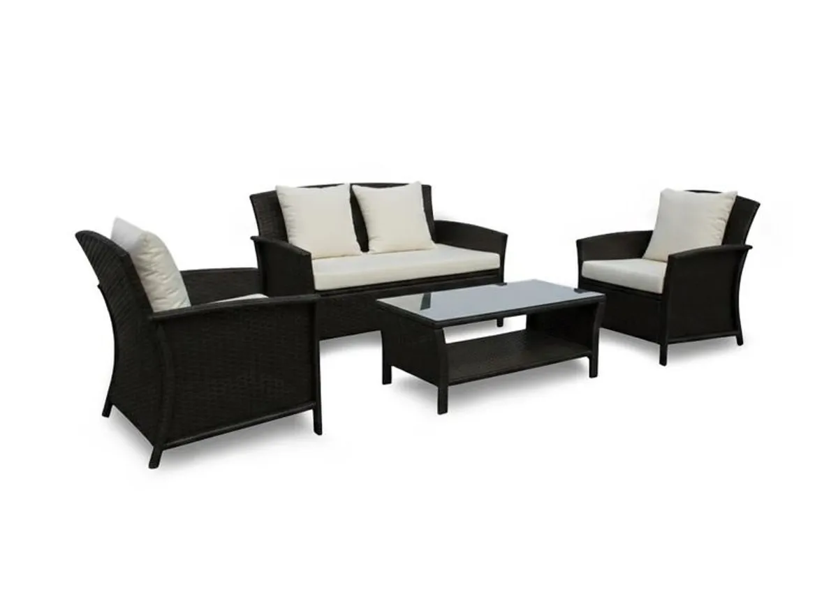 Newport Garden Sofa Set 4 Seater Outdoor Furniture + Table Patio Terrace Set - Image 3