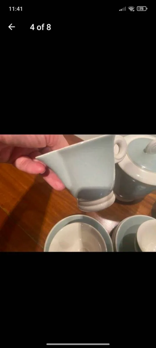 27 piece vintage coffee set in sage green and crea - Image 2