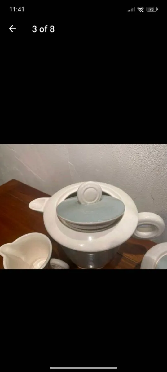 27 piece vintage coffee set in sage green and crea - Image 3