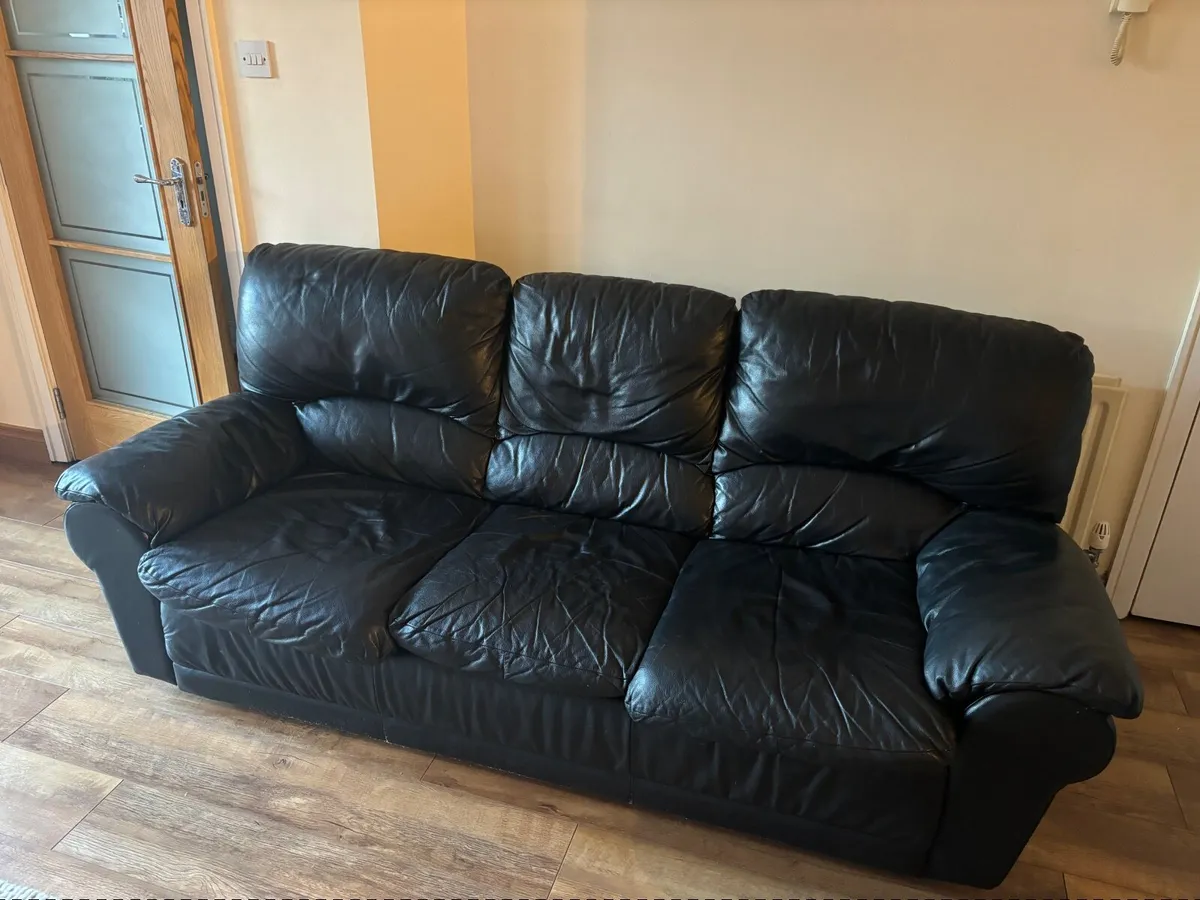 Leather sofa bed - Image 1