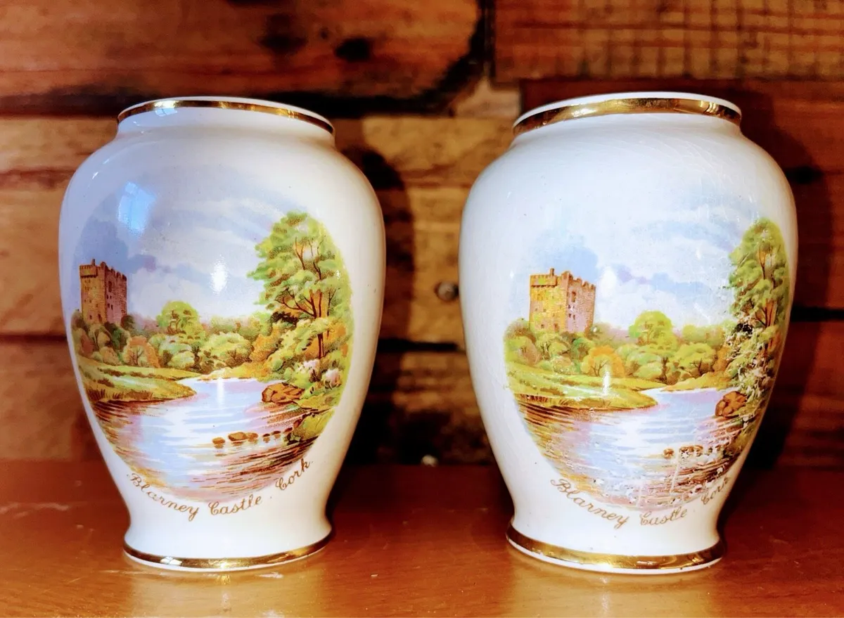 1960s Arklow Pottery Blarney Castle Bud Vases - Image 1