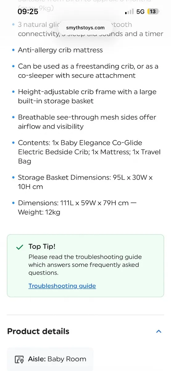 Baby Elegance Co-Glide Electric Bedside Crib - Image 3