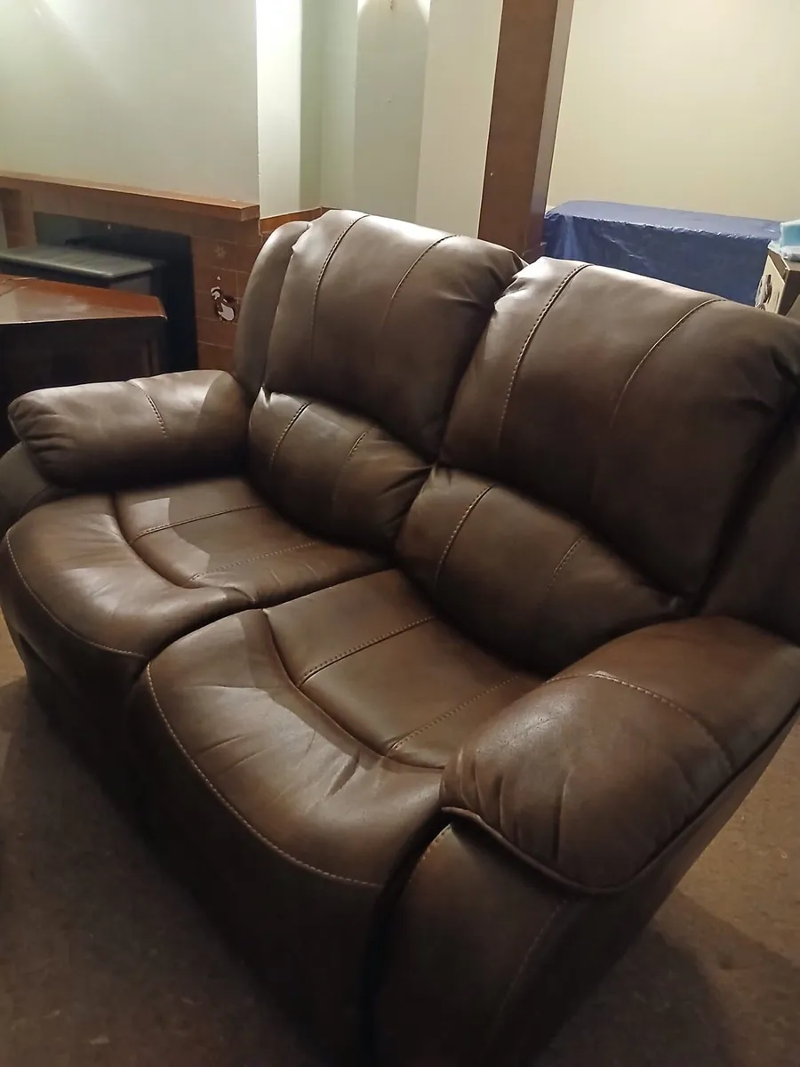 Brown Leather sofa set - 3 seater & 2 seater - Image 1