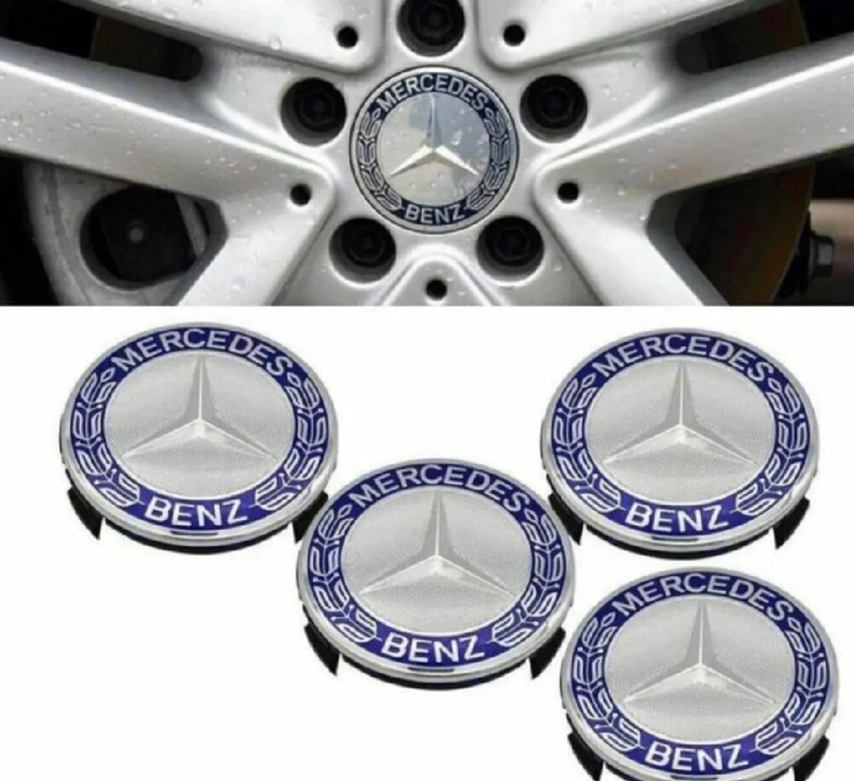4 x Centre Caps Mercedes 75mm NEW