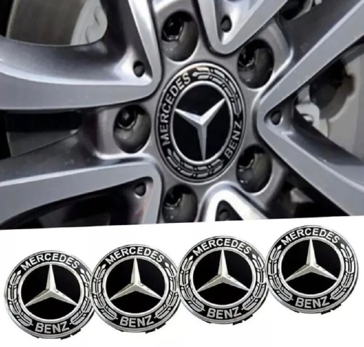 4 x Centre Caps Mercedes 75mm NEW