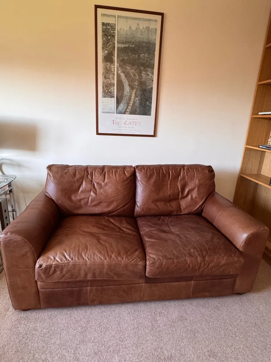 2 Seater Brown Leather Sofa