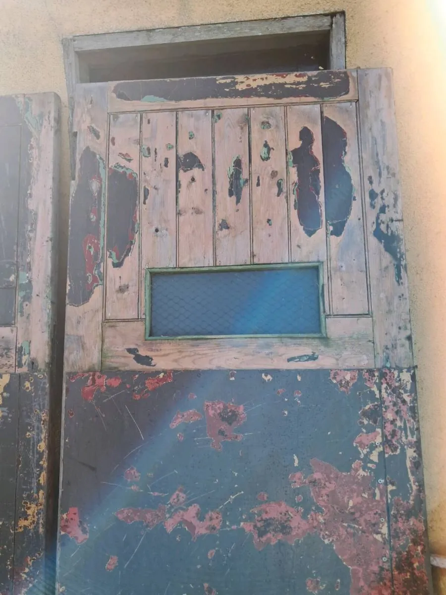 2 steel bound and timber prison doors - Image 3