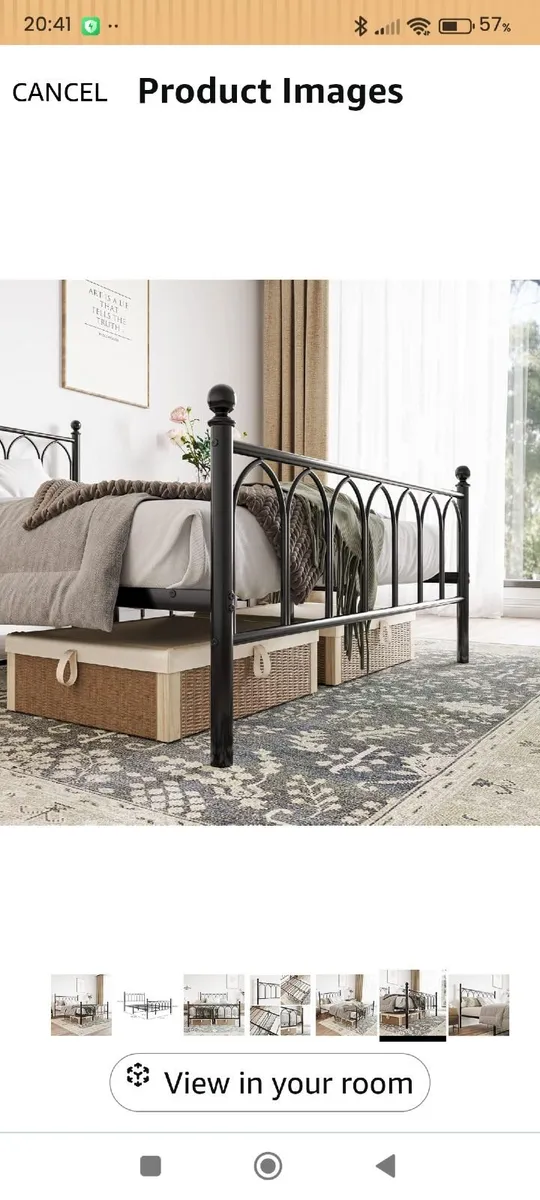 Double Bed White Metal Frame & Mattress – 5 ft - Image 3