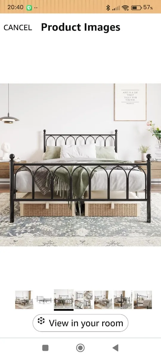 Double Bed White Metal Frame & Mattress – 5 ft - Image 2