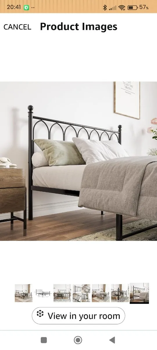 Double Bed White Metal Frame & Mattress – 5 ft - Image 4