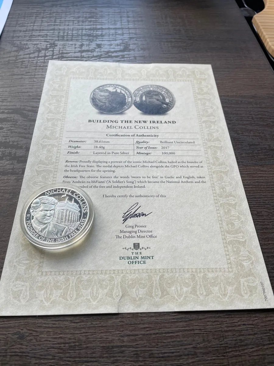 Michael Collins Silver Plated Coin - Image 2