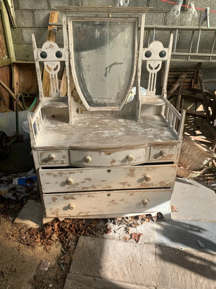 Vintage oak dressing table - Image 1