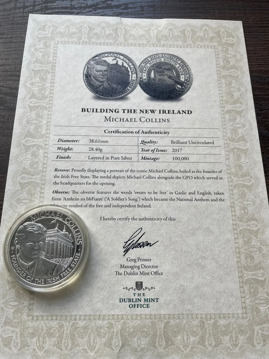 Michael Collins Silver Plated Coin - Image 4