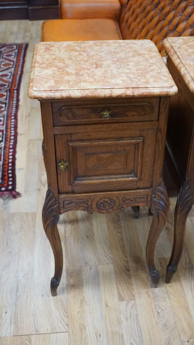 Pair of Antique French Oak Bedside Cabinets - Image 4