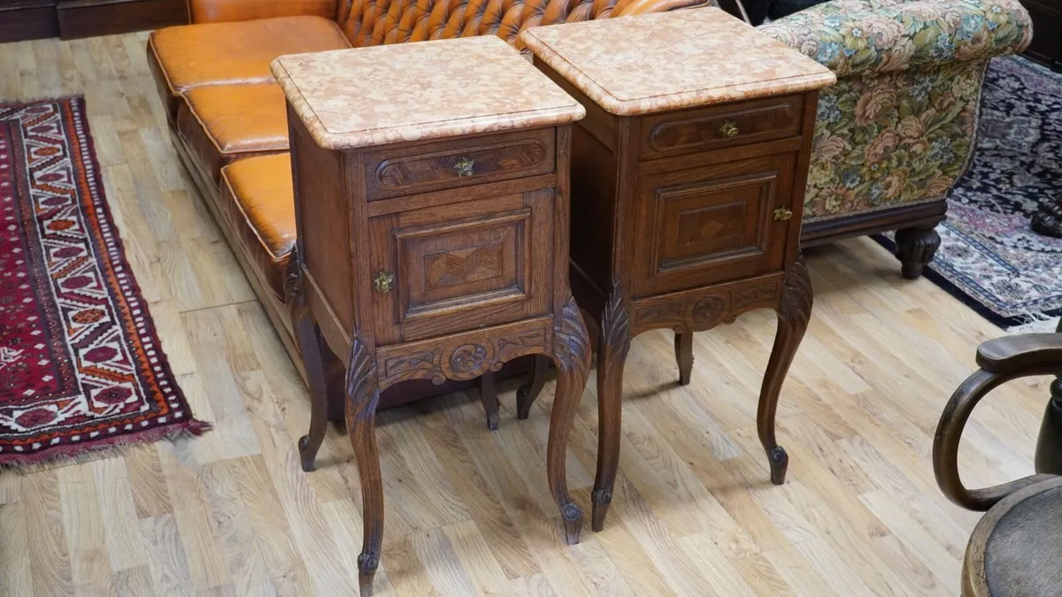 Pair of Antique French Oak Bedside Cabinets - Image 3