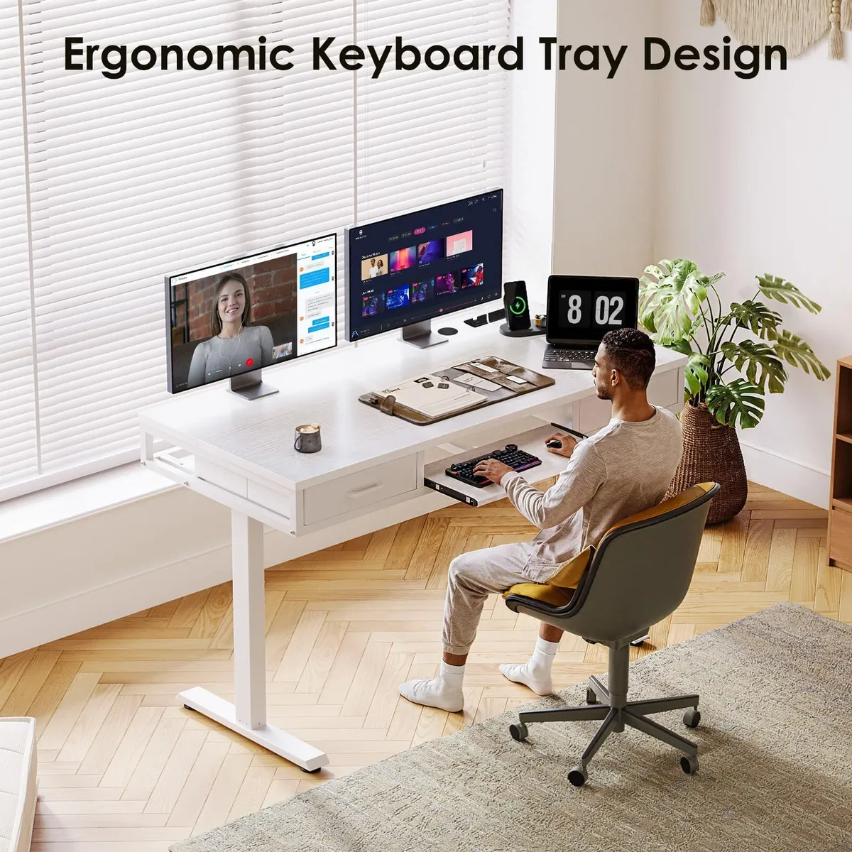 Adjustable 120 cm Standing Desk Keyboard Tray - Image 2