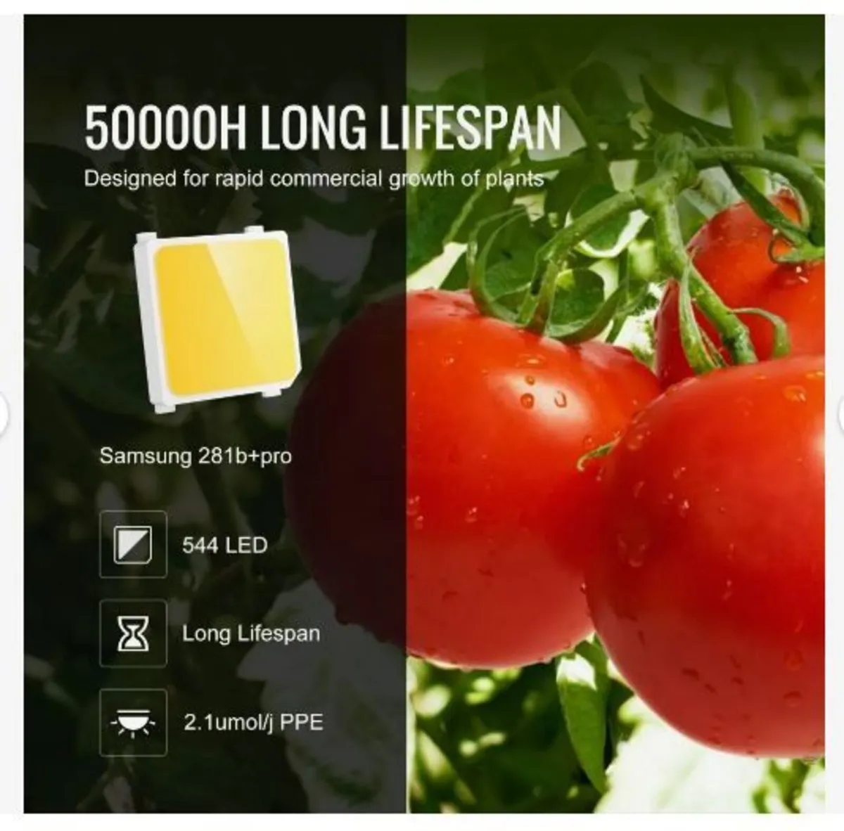 LED Grow Light, 200W Full Spectrum Dimmable - Image 4