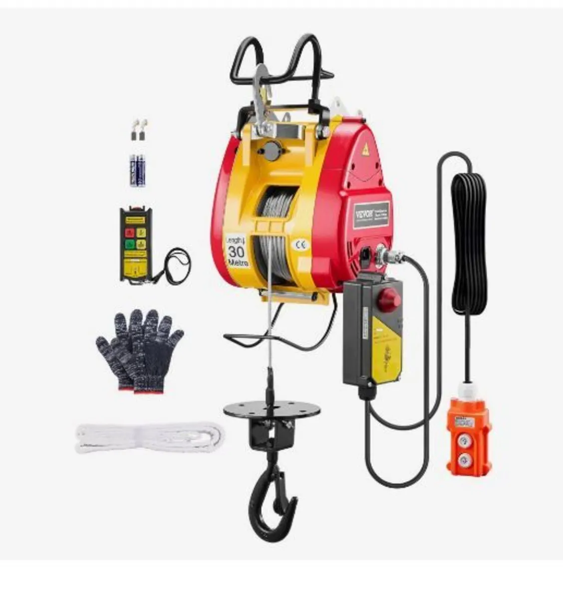 2-in-1 Electric Hoist Winch, 1100 lbs Capacity - Image 1