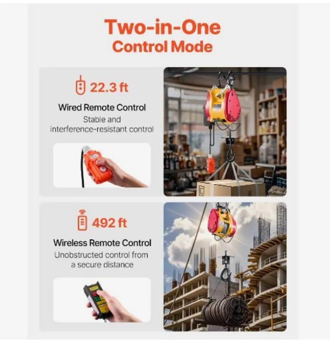 2-in-1 Electric Hoist Winch, 1100 lbs Capacity - Image 3