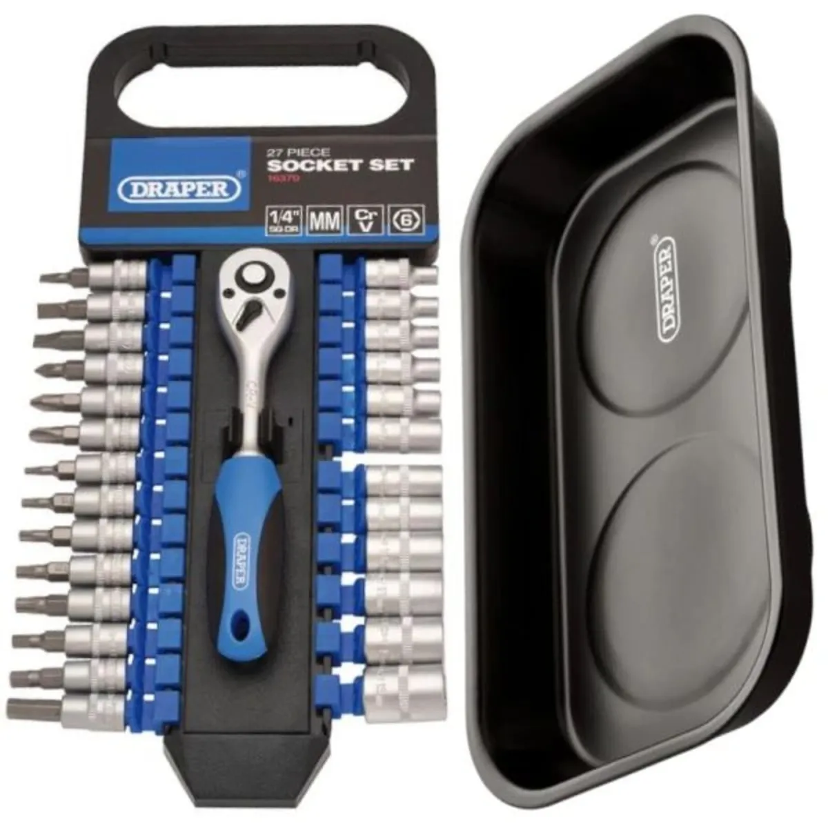 Draper Magnetic Parts Tray & 27-Piece Metric 1/4" - Image 1