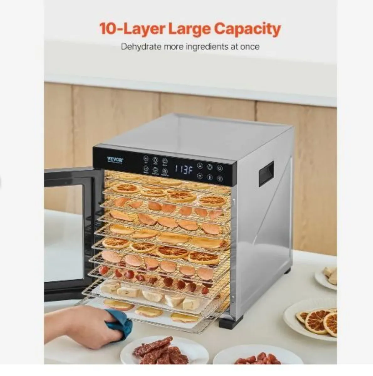 Food Dehydrator Machine, 10 Stainless Steel - Image 1