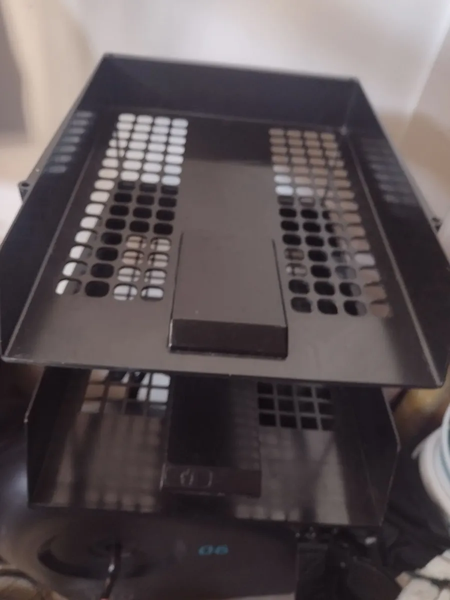 2 double & 1 single Plastic file trays - Image 1