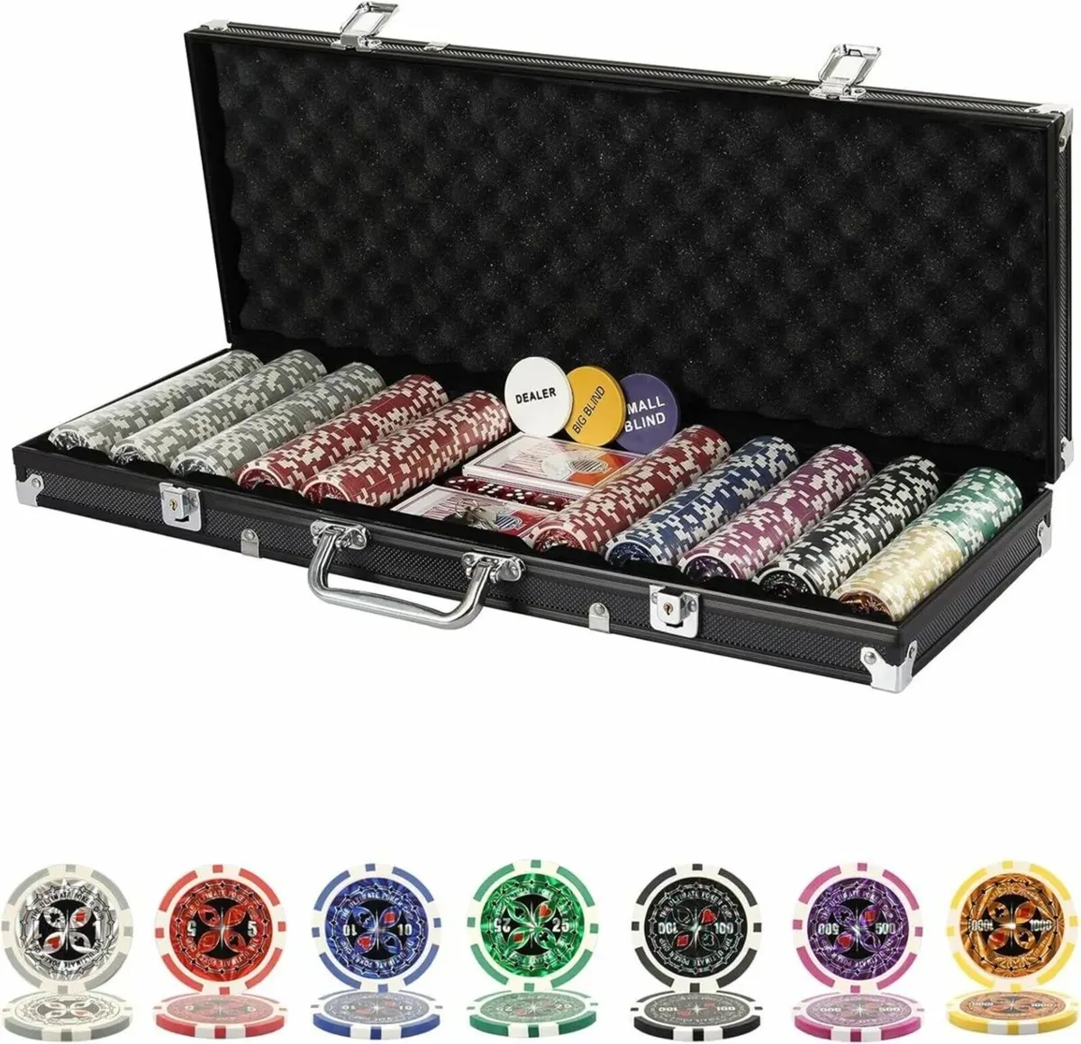 Texas Holdem Poker Chips Set with Aluminum Case - Image 1