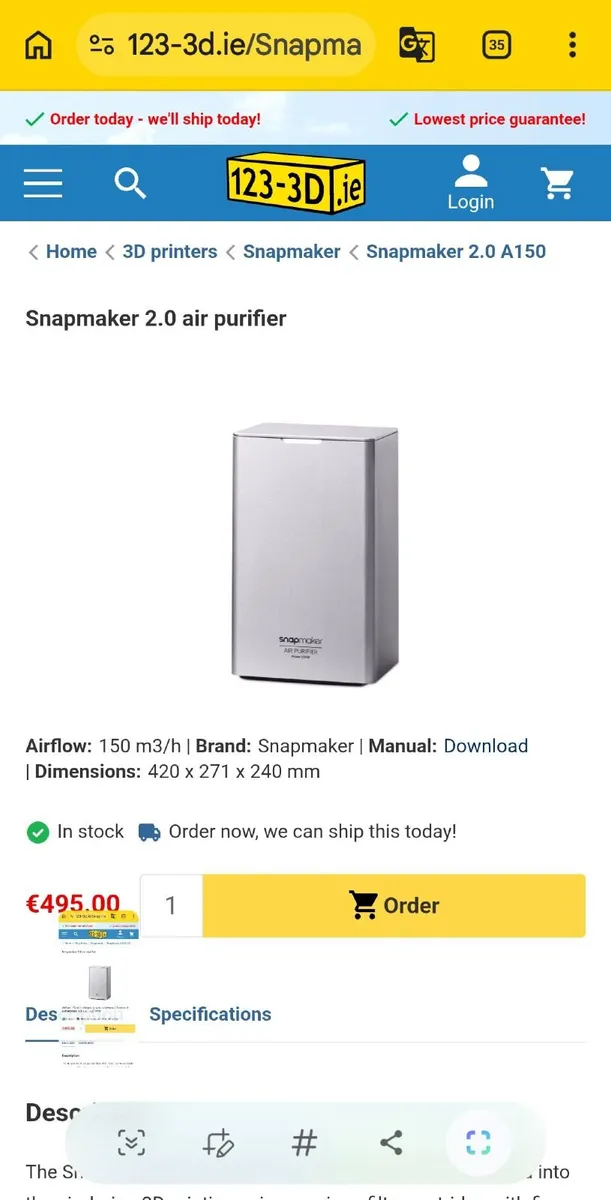 Snapmaker 2.0 air purifier for laser engraver - Image 1