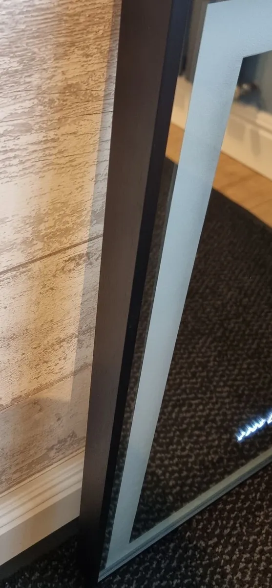 LED Bathroom Mirror Antifog Black Frame Clock - Image 3