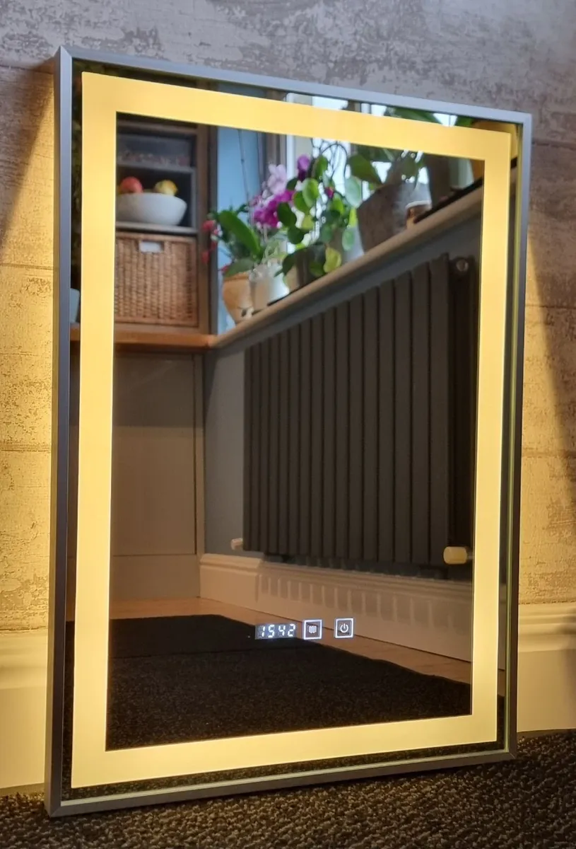 LED Bathroom Mirror Digital Clock 50x70cm - Image 3