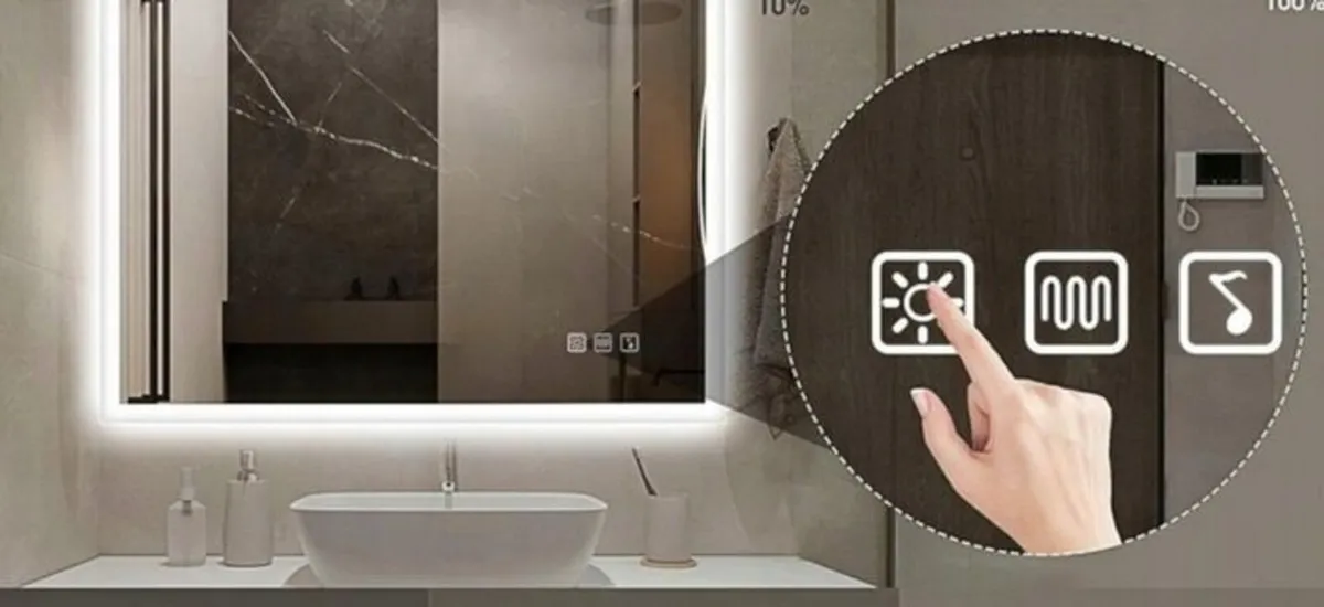 LED Bathroom Mirror 80x80cm Antifog Bluetooth - Image 4