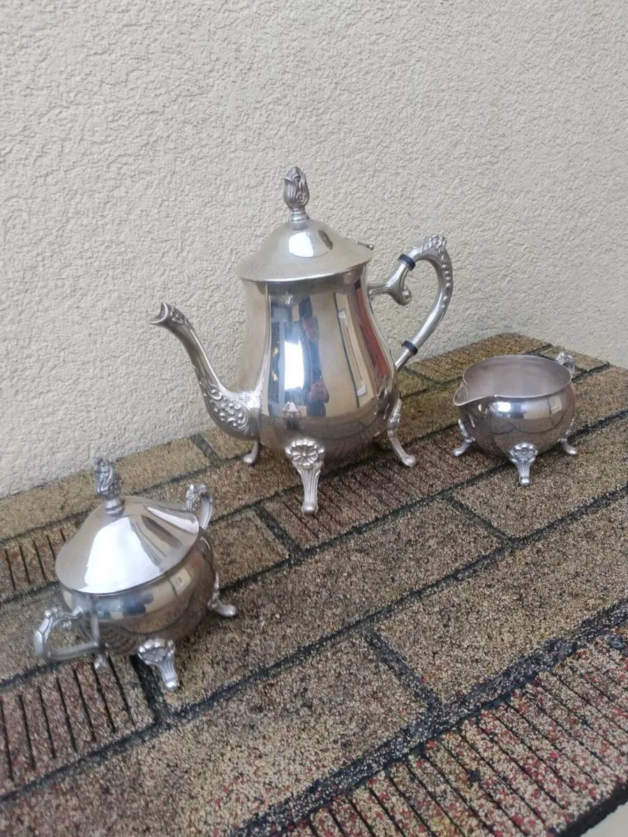 Vintage Indonesian silver plate tea set - Image 1