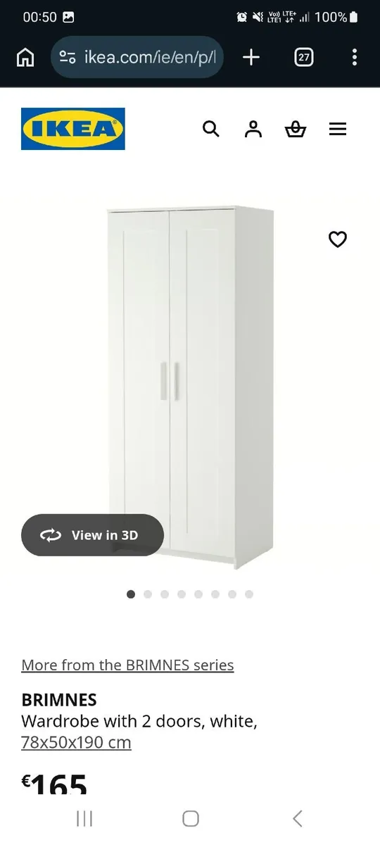 White Single Bed and wardrobe - Image 3