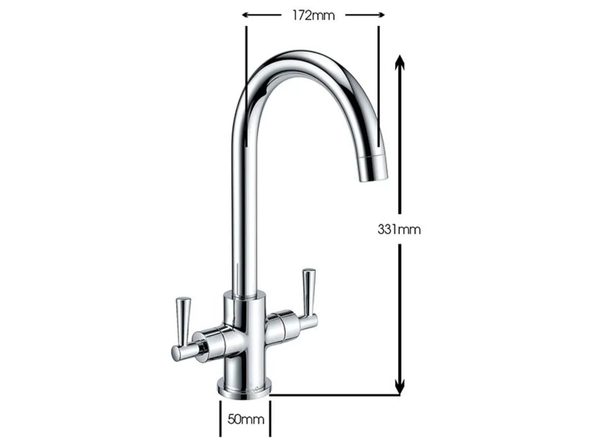 Newton Chrome Kitchen Sink Mixer Tap | Swan Neck - Image 1