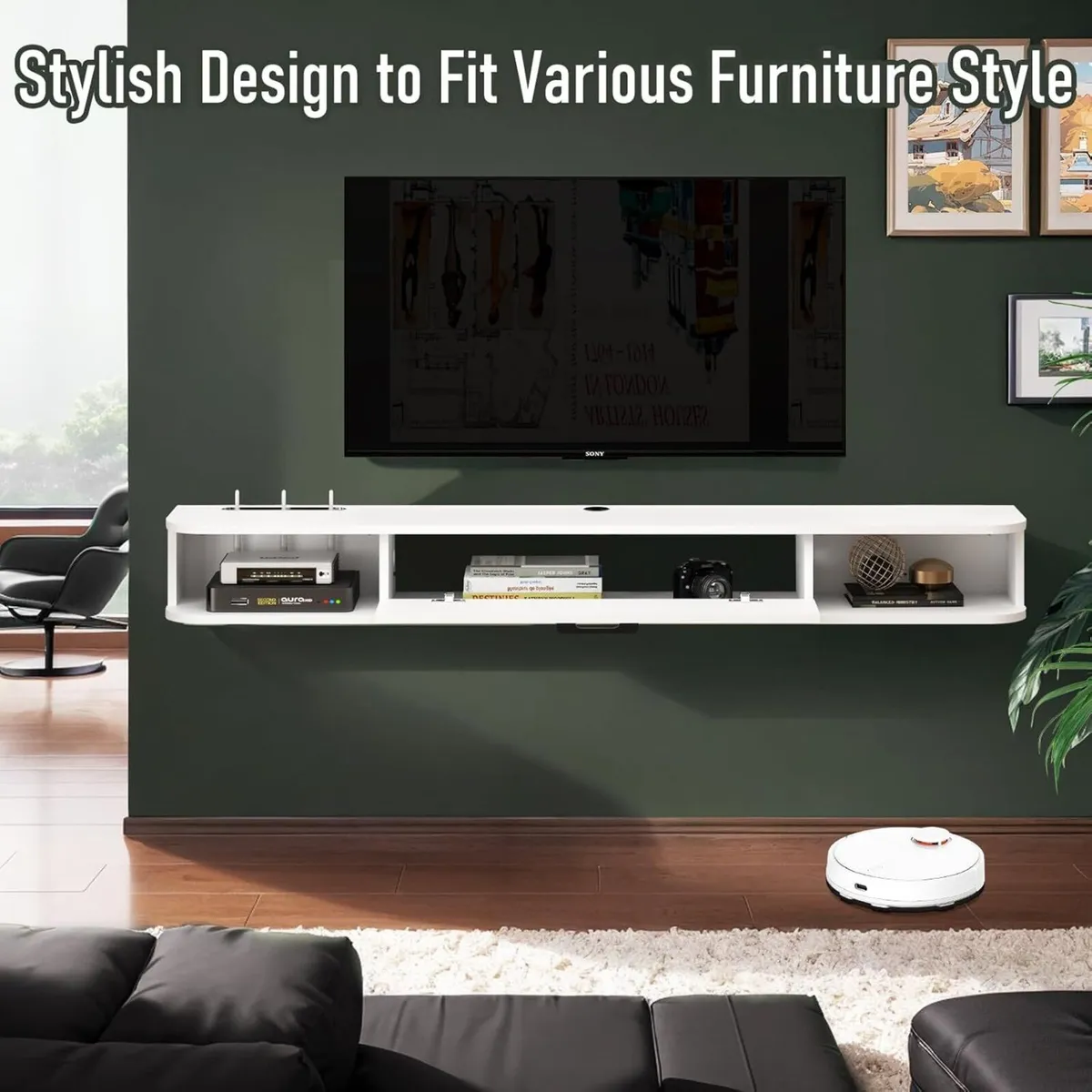 Floating TV Unit Wall Mounted Cabinet Shelves - Image 4