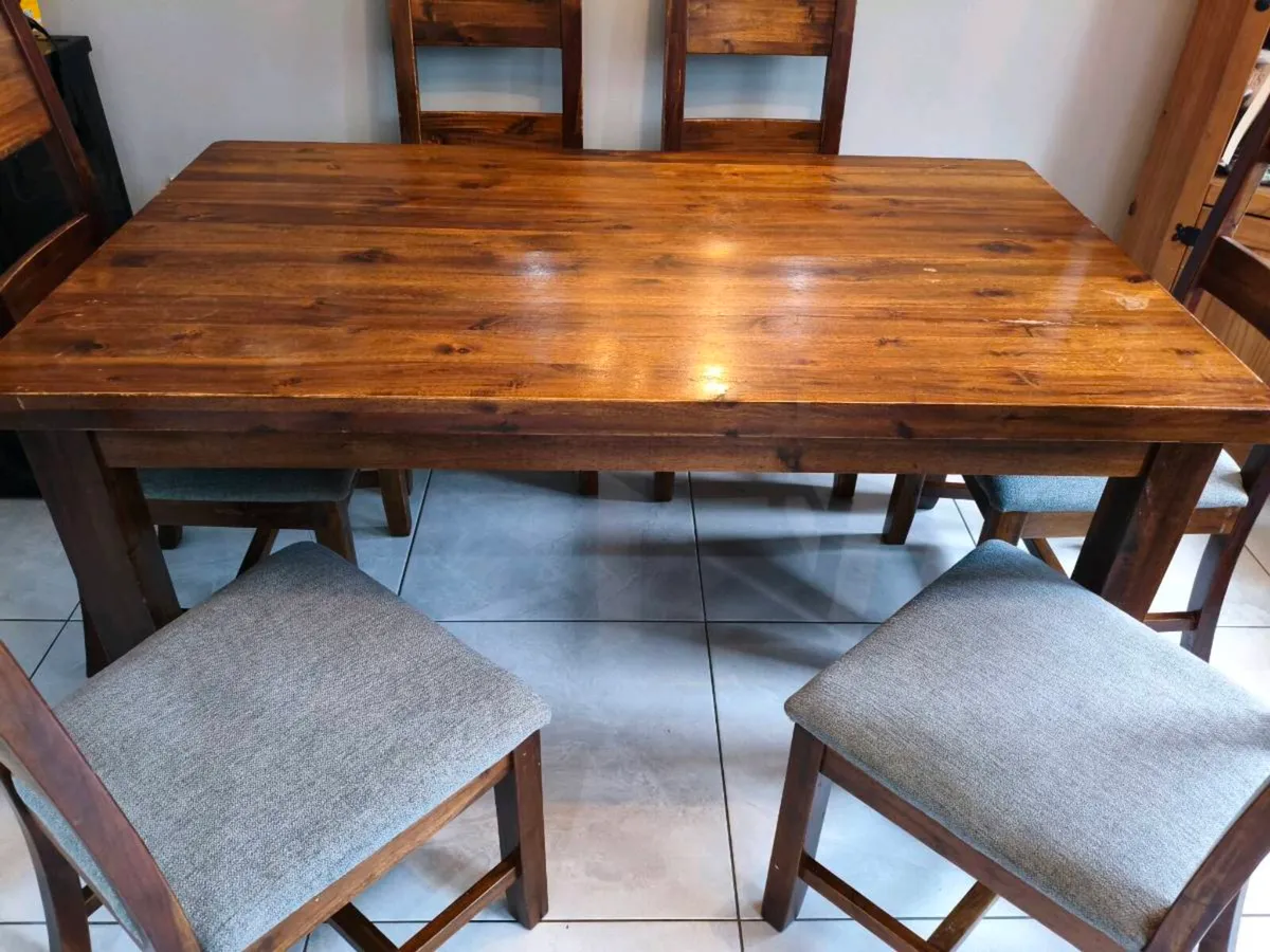 REDUCED: Dining Table & 6 Reupholstered Chairs - Image 1