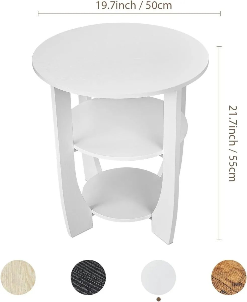 3 Tier Round Side Table Farmhouse Wood End Tables - Image 3